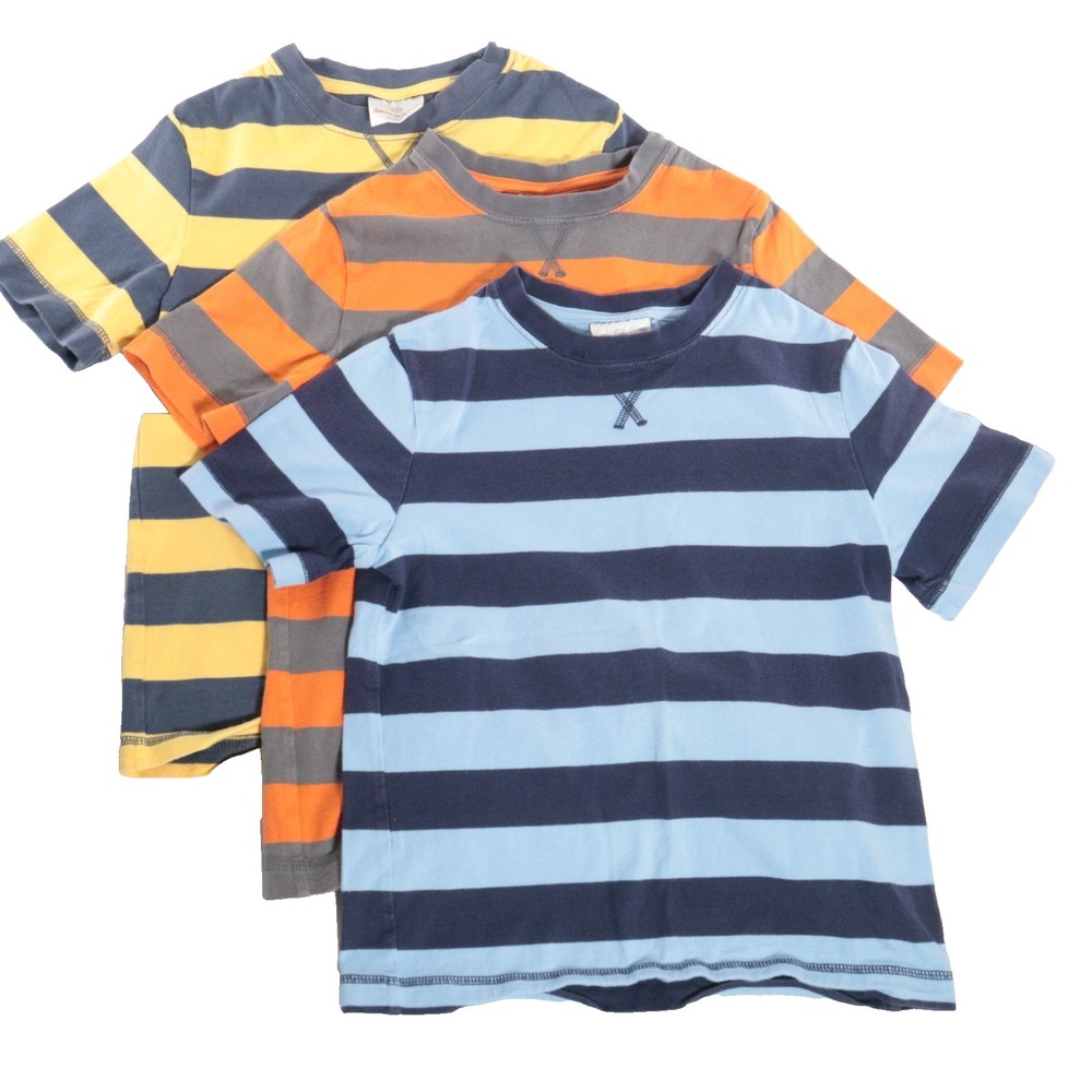 Hanna Andersson Boys 8 130 Tops Cotton Short Sleeve Shirts Striped 3 Lot
